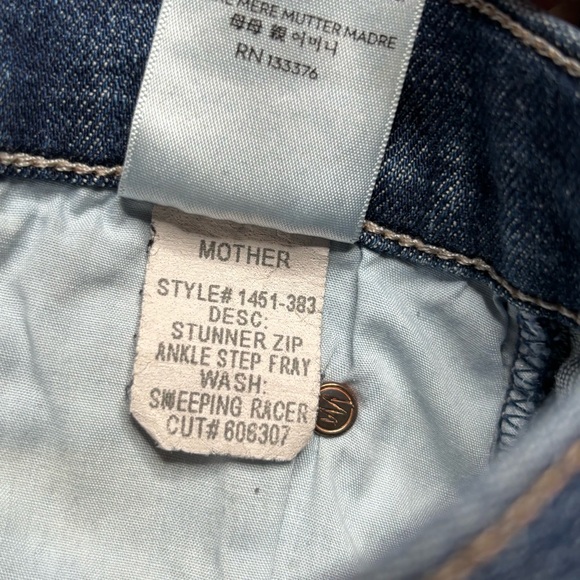 MOTHER Stunner Zip Ankle Step Fray Jeans with Black Side Stripe Size 25 - Picture 9 of 9